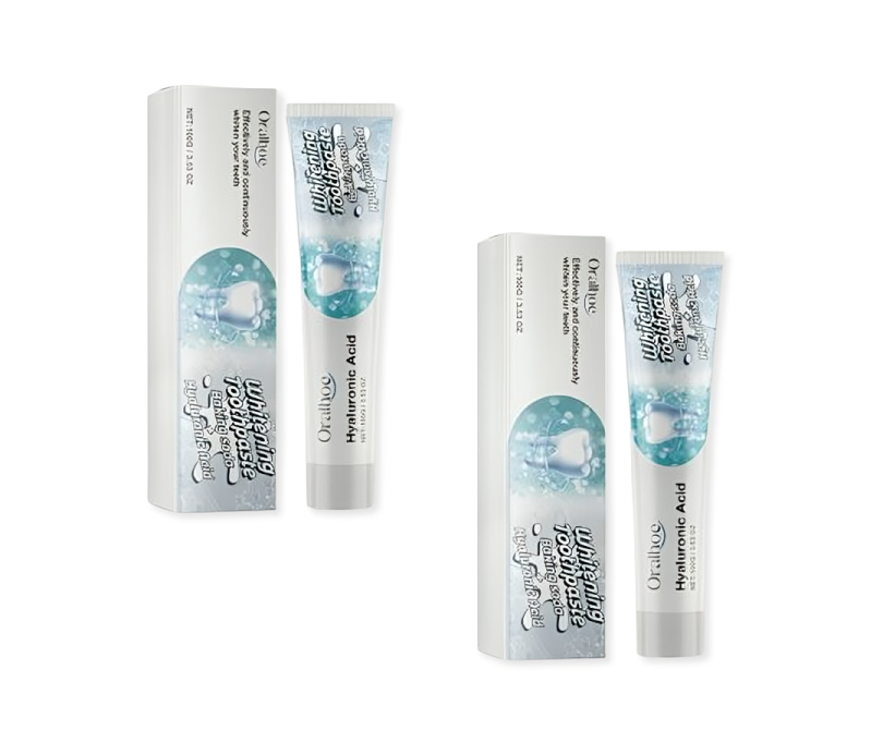 عرض قطعتين من معجون أسنان سكوبان لتبييض الأسنان