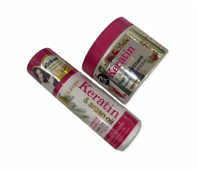 قناع وزيت الكيراتين والأرغان لعلاج الشعر