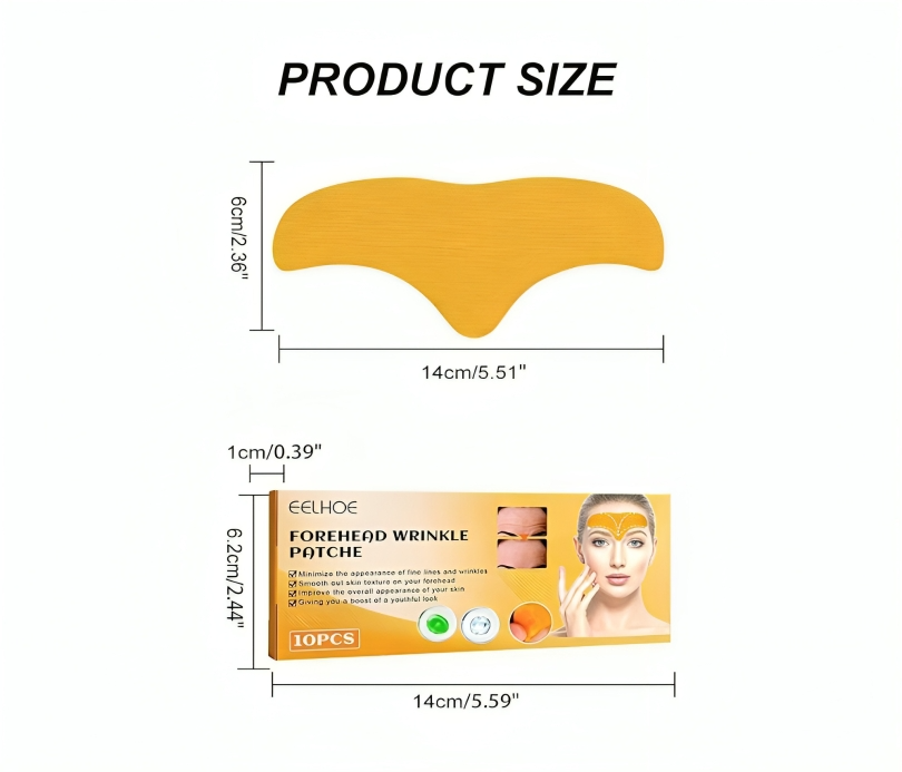 عرض قطعتين من لاصقات الوجه للتجاعيد على الجبهة