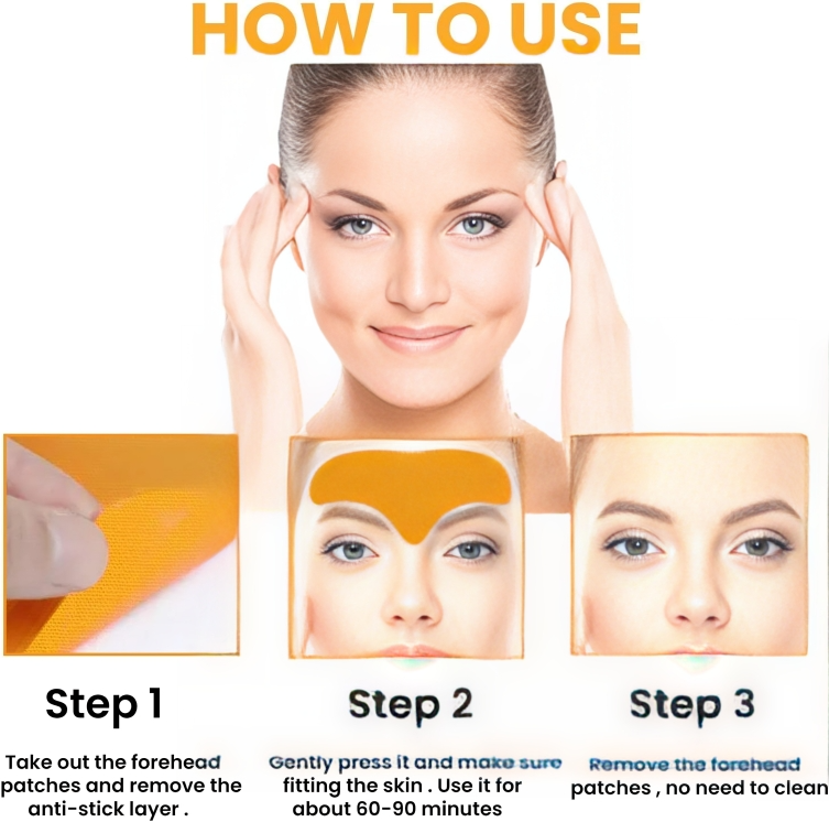 عرض قطعتين من لاصقات الوجه للتجاعيد على الجبهة