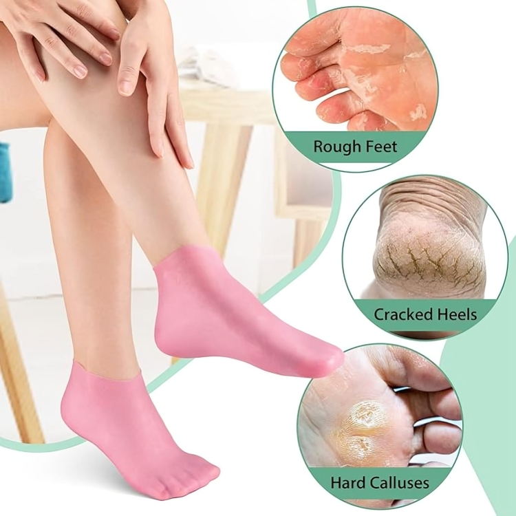 جوارب سيليكون شفافة للأقدام الجافة والمتشققة
