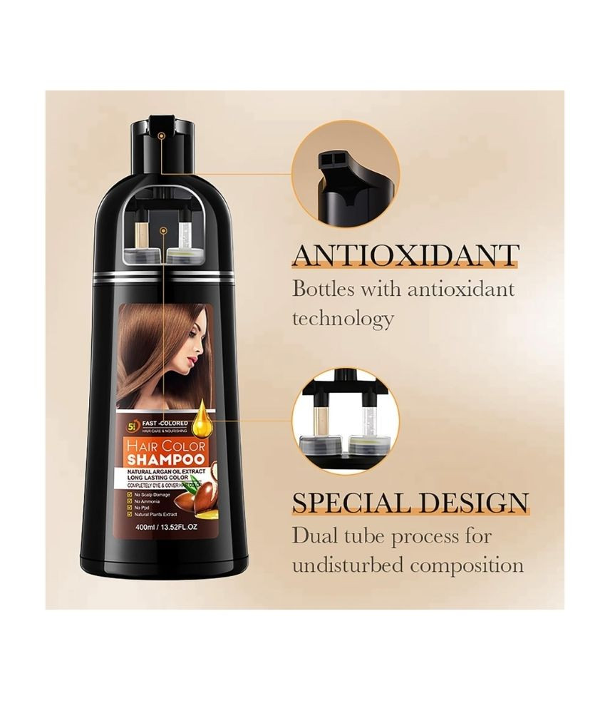 شامبو صبغة الشعر البني 3 في 1 لتغطية الشعر الأبيض