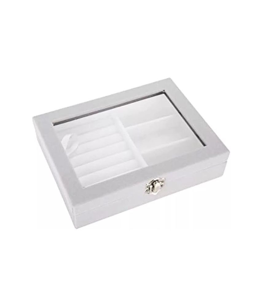 صندوق مجوهرات مخملي أنيق متعدد الأقسام