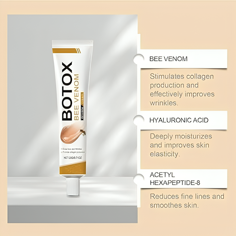 عرض قطعتين من كريم بوتوكس سم النحل للتجاعيد