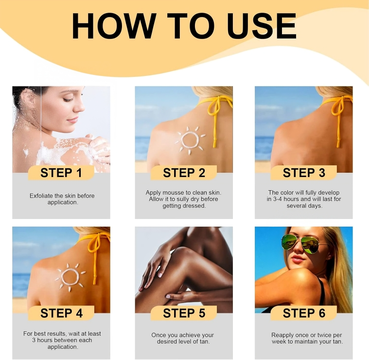 رغوة ومرطب للتسمير بدون شمس