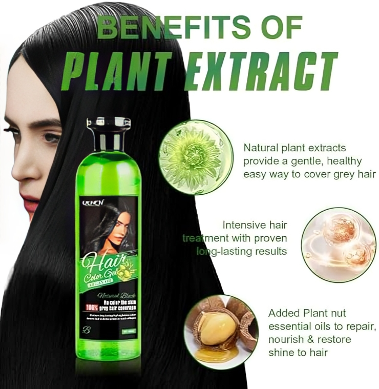 جل صبغة الشعر الأسود العضوي بزيت الأرغان