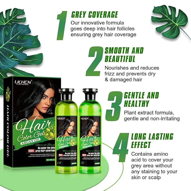 جل صبغة الشعر الأسود العضوي بزيت الأرغان
